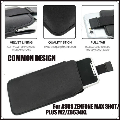 

Casteel PU Leather Case For Asus Zenfone max Shot plus m2 zb634kl Pull Tab Sleeve Pouch Bag Case Cover