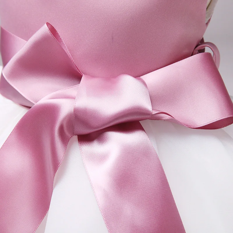 Baby Girl Toddler Dress Girl Beaded Bow Dress Kid Wedding Dress Child Birthday Party Dress