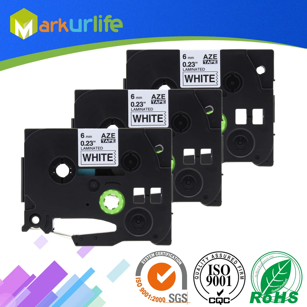 Markurlife 3 шт. ламинированная лента TZ211 TZe 211 Совместимость для Brother P Touch Labeler Adhensive tze211