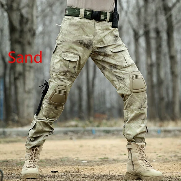 Мужские тактические штаны с наколенниками Коммандо брюки армейская милитари
