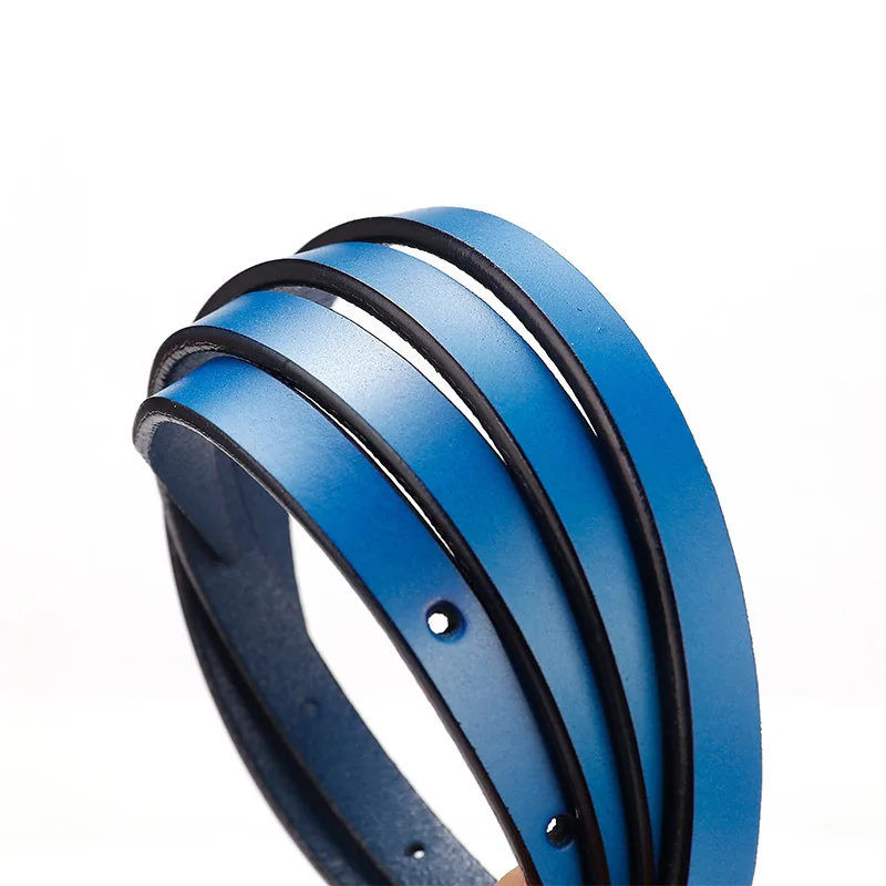 

VOHIO pasek damski belt women 2019 lady belt Sheethead decoration dress sub-accessories thin waist belt Korean version belt blue