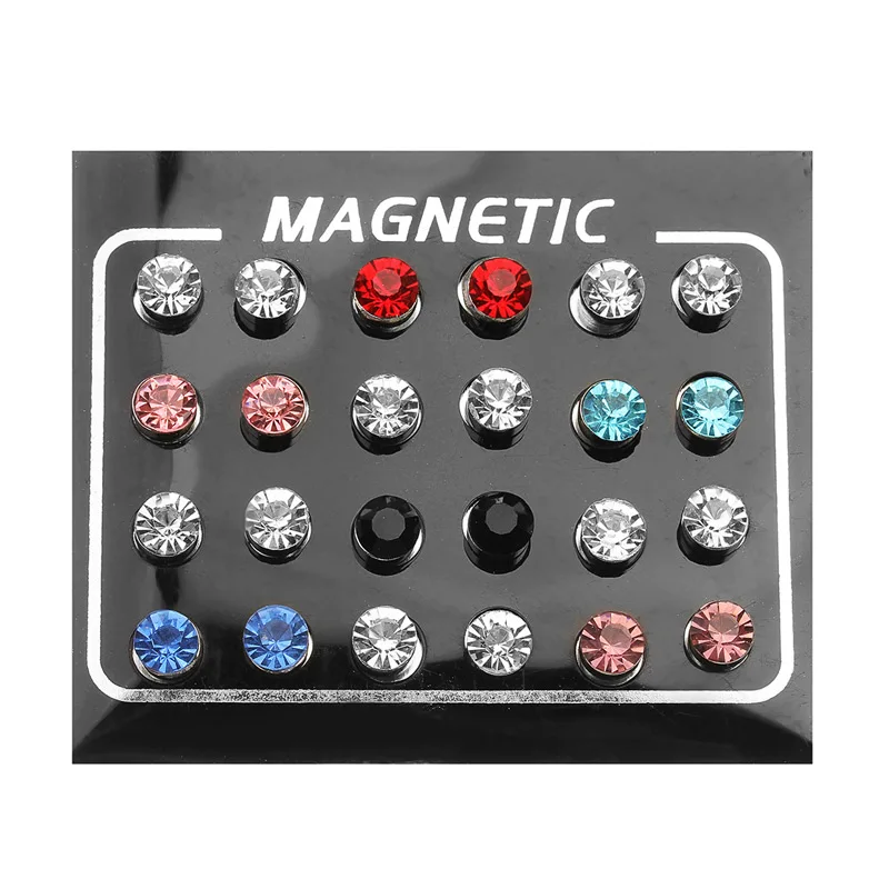 MODEBOX набор магнитных сережек из нержавеющей стали серьги кубического циркония