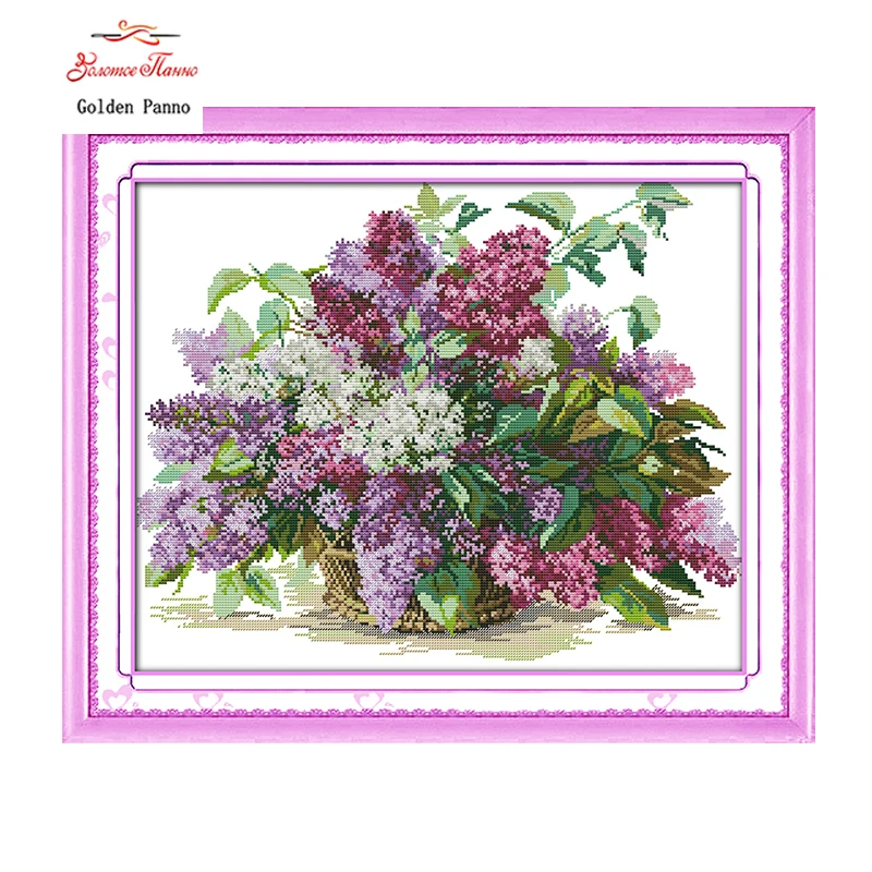 

Golden Panno,Needlework,DIY DMC Cross stitch,Sets For Embroidery kit lilac home decoration Essentials Counted Cross-Stitching24
