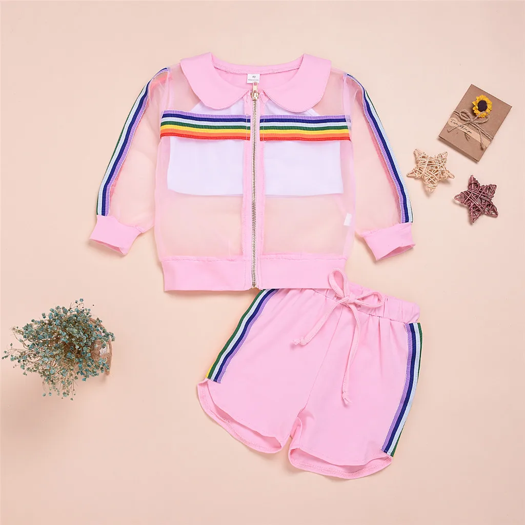 Комплект одежды для маленьких девочек летние хлопковые солнцезащитные Шорты +