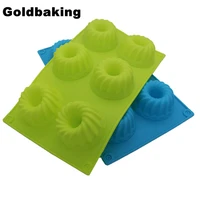 6 cavities silicone bundt cake mold silicon muffin baking mould blossom cupcake pan