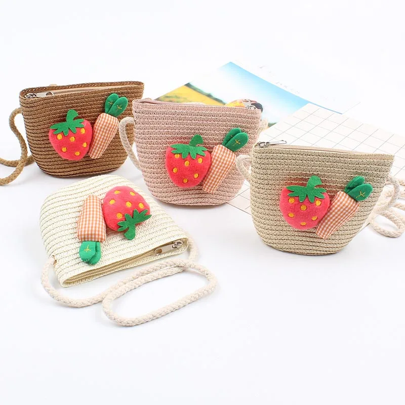 Модная Летняя Детская сумка через плечо для девочек милая соломенная