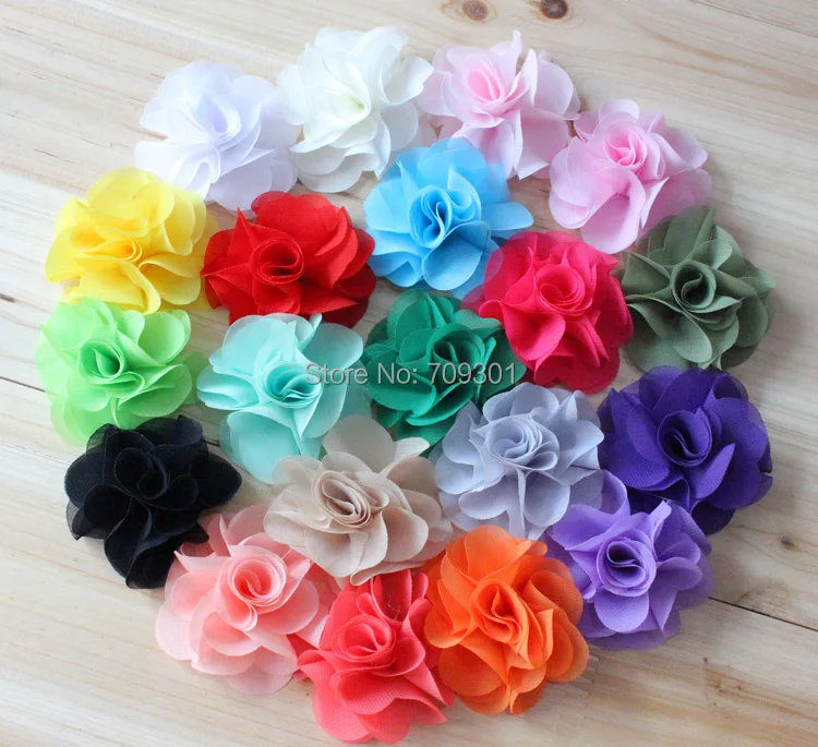 

2" mini chiffon flower lace flower for hair accessories headbands 20 colors U choose 200pcs/lot