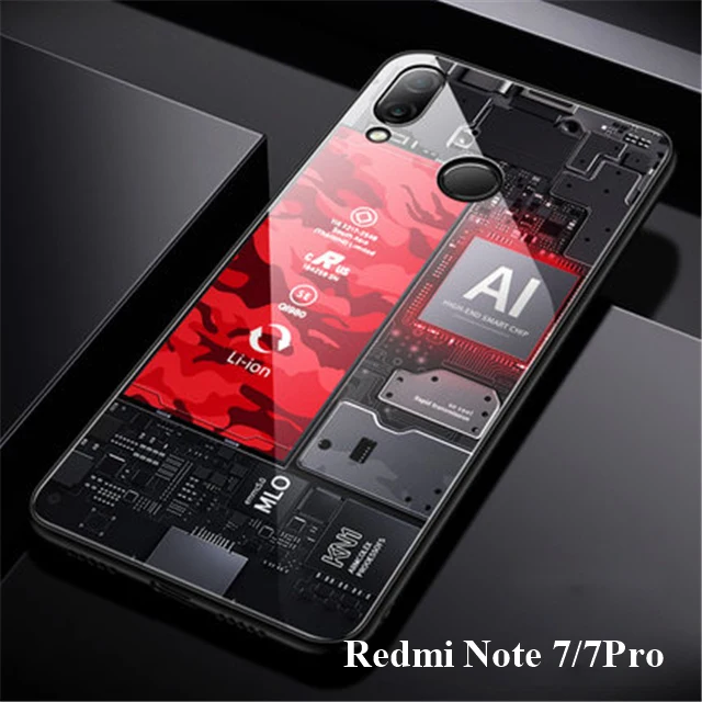 Picture-2 Чехол Aixuan для Xiaomi Redmi Note 7 Чехол из закаленного стекла силиконовый защитный чехол Redmi Note 7 Pro чехол s для красного риса - Цвет: Picture-2