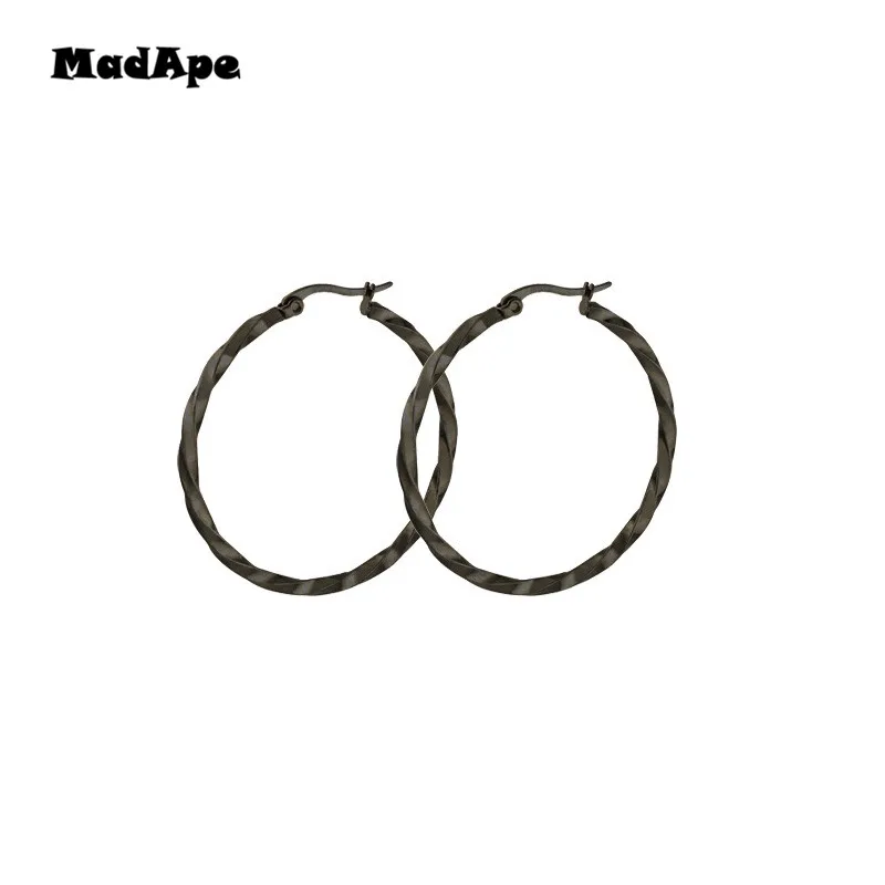 Женские серьги кольца MadApe золотистые/черные/Серебристые/розовые/золотистые