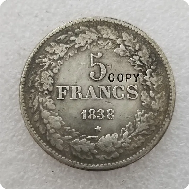 Копия копии 1832-1844 Бельгия 5 франков копия монет - Цвет: 1838