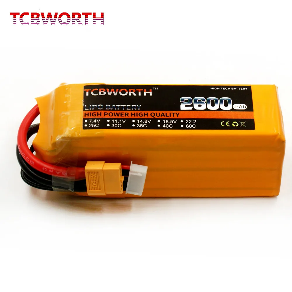 Товар называется: Аккумулятор LiPo TCBWORTH 6S RC Toy 22.2V 2600mAh 30C для самолета, квадрокоптера, вертолета, автомобиля, литий-ионные батареи аппаратуры.