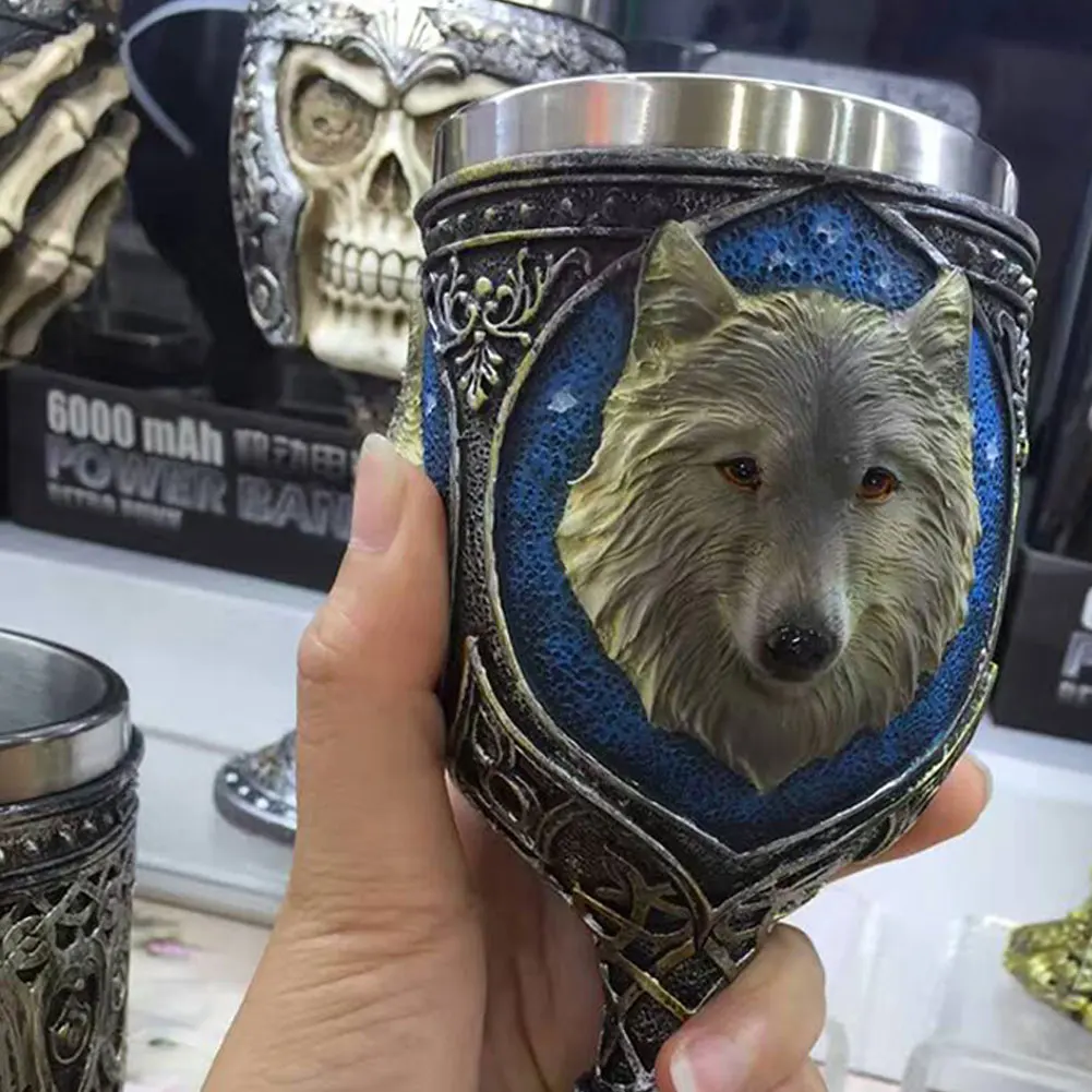 Смола из нержавеющей стали Модный популярный Кубок дизайн 3D стерео волк