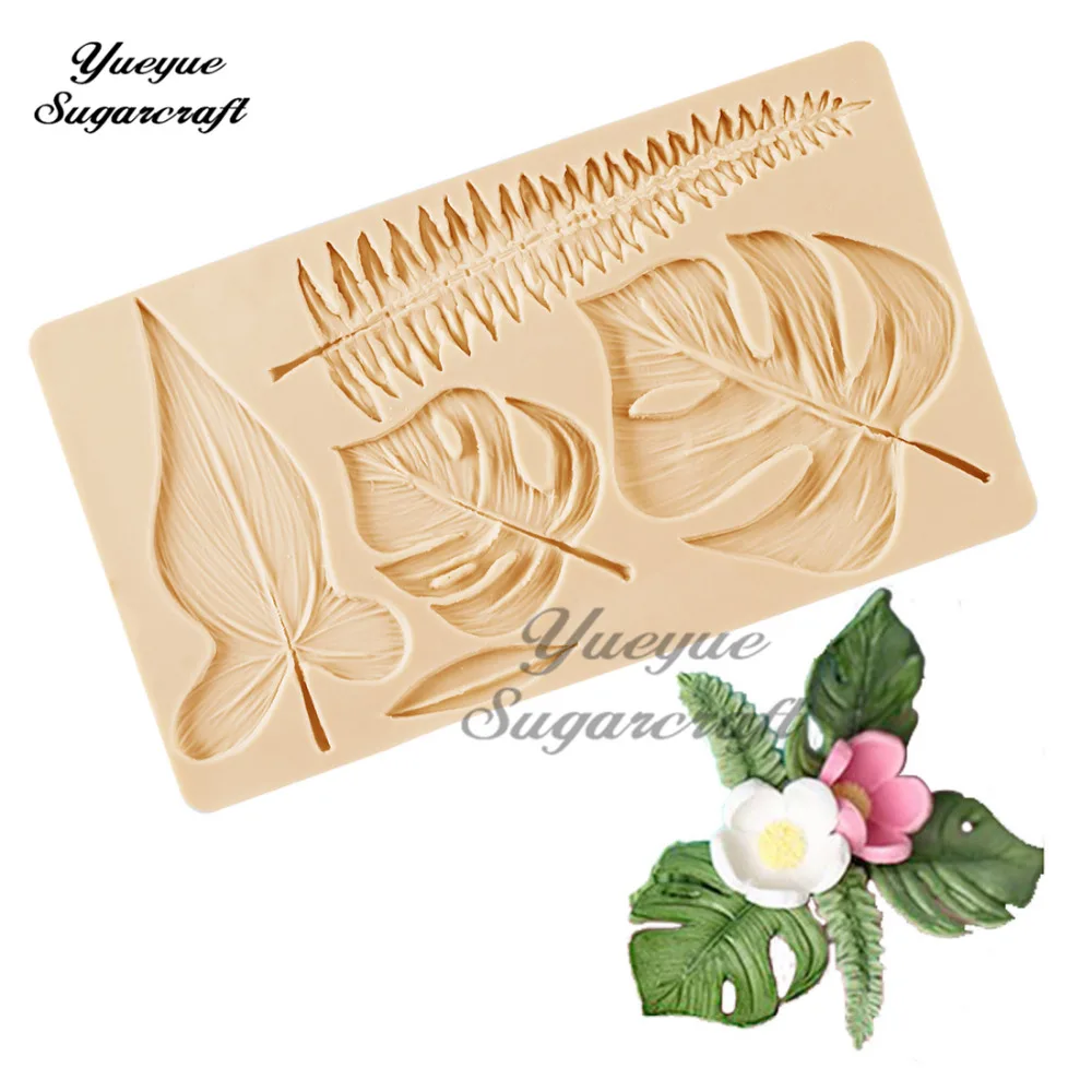Yueyue Sugarcraft тропические листья Monstera силиконовая форма для помадки инструменты