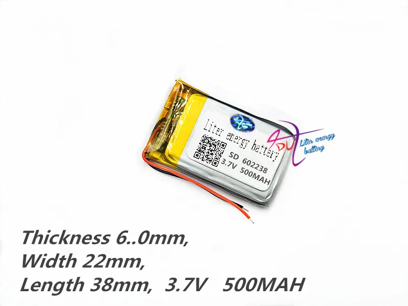 Литий-полимерный аккумулятор 602238 062238 3 7 В 500 мАч MP3 MP4 MP5 GPS DIY динамик millet Bluetooth