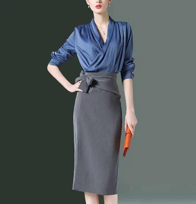 Новый женский костюм 2019 новое платье темперамент Топ Тонкий Хепберн ветер двойка