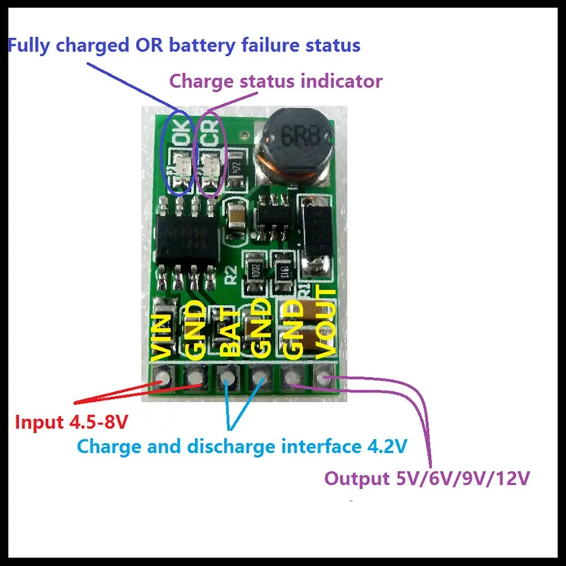 3.7V 4.2V Charger &amp 5V 6V 9V 12V Discharger Board DC Converter Boost Module for diy UPS mobile power 18650 lithium battery |