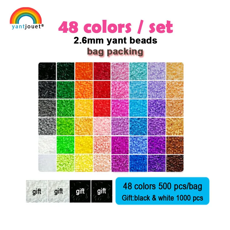 Yantjouet 2,6 мм бусы комплект 24 48 72 цвета/набор для детей Хама бусины perler Diy Пазлы высокое качество ручной работы Подарок детская игрушка