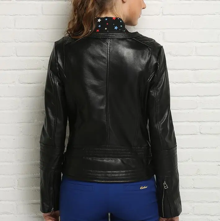 female short design sheepskin coats womens motorcycle genuine leather jacket women jaqueta de couro motoqueiro outerwear spring