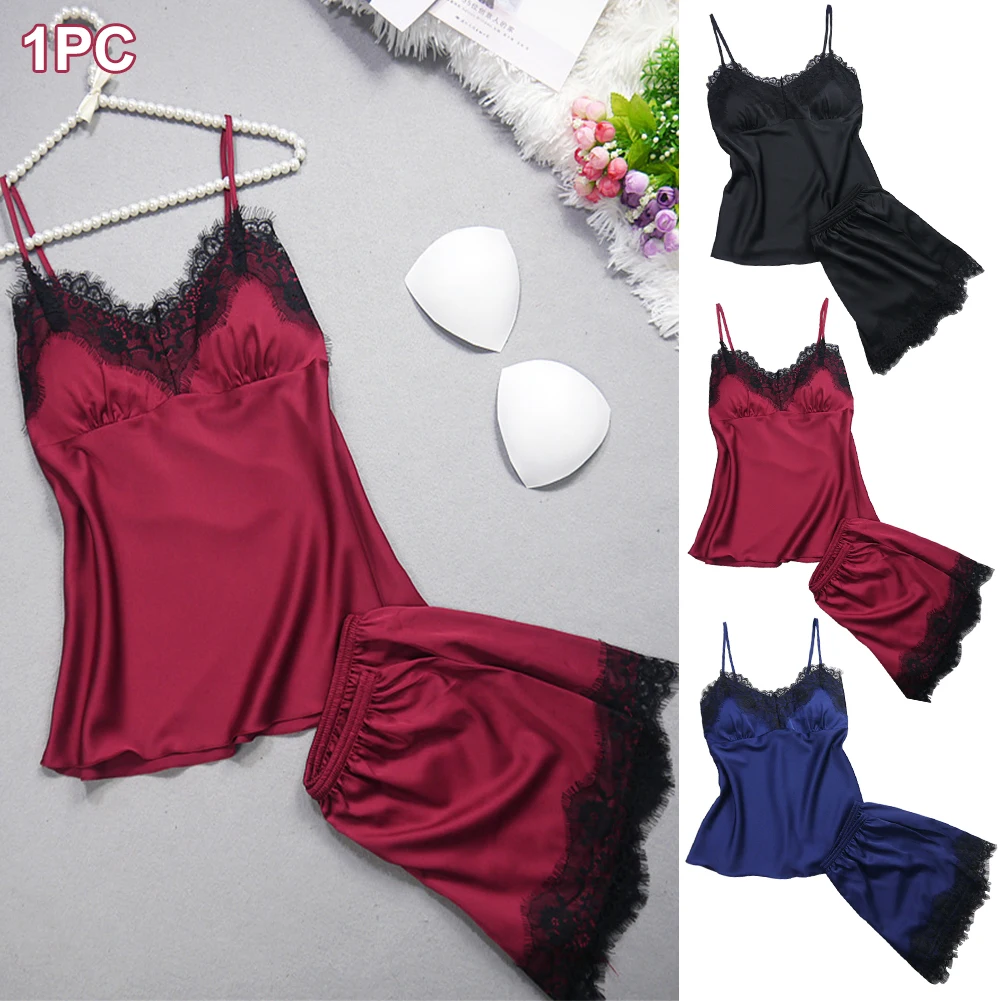 Для женщин пижамный комплект Домашняя одежда пикантные кружево V образным