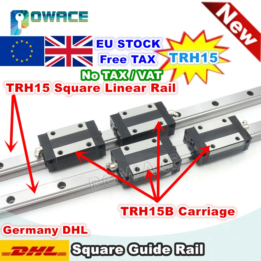 

[EU STOCK] TRH15 Square Linear guide Rail 300mm/400mm /600mm for CNC Router Milling Machine +TRH15B Square Slide block