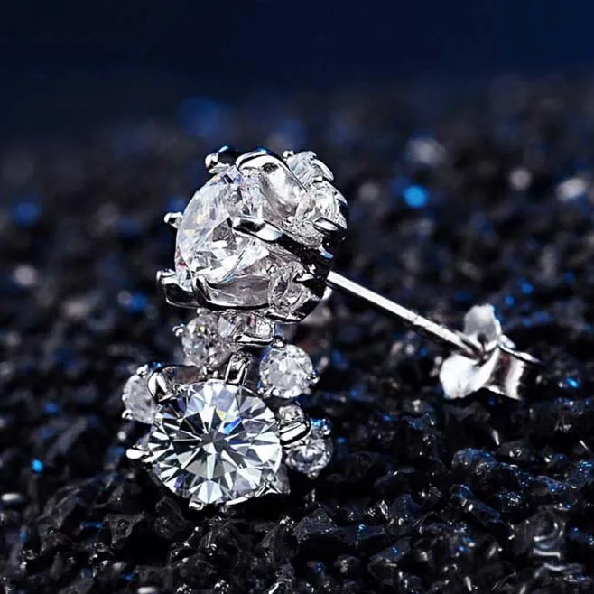 Позолоченные серьги в форме снежинки инкрустированные из циркона