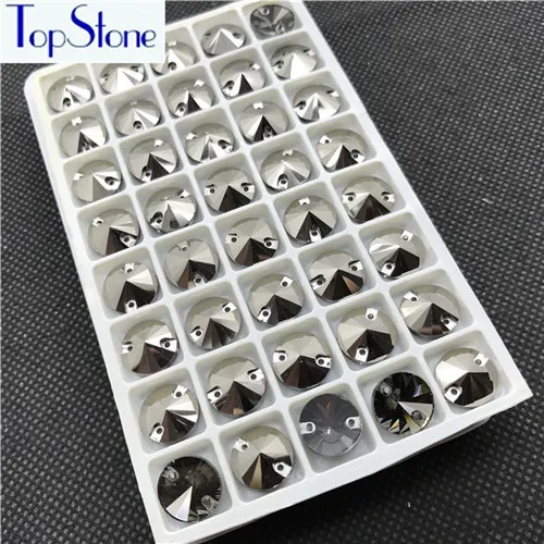 Topstone 12 мм 3200 Rivoli Кристальные цветные стеклянные стразы для шитья, кристаллы, камни для одежды, рукоделия, искусство - Цвет: Jet Hematite
