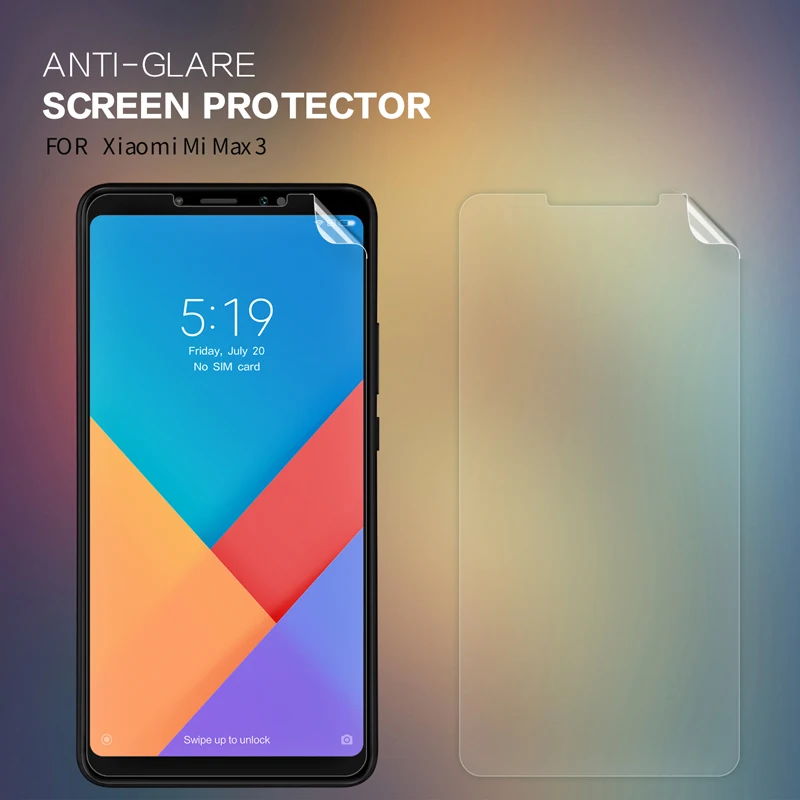 Антибликовая Защитная пленка для Xiaomi mi max 3 матовая с защитой от отпечатков