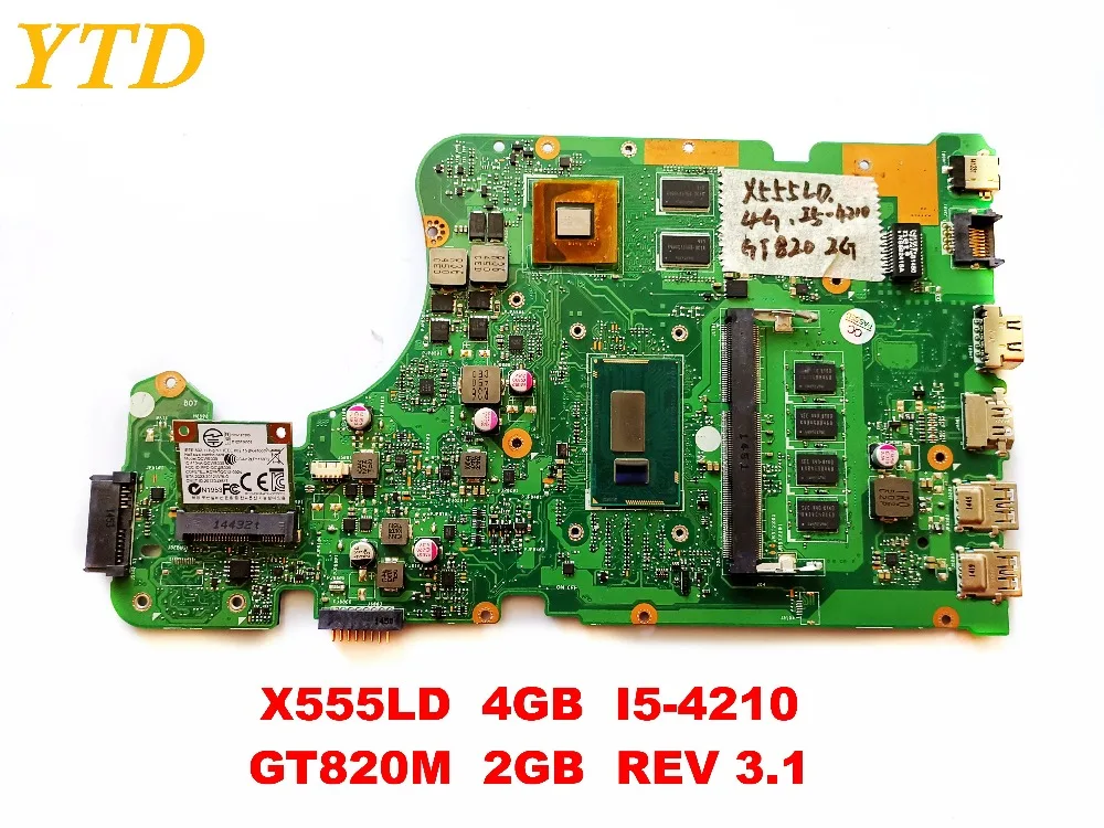 Оригинальная материнская плата для ноутбука ASUS X555LD 4 Гб I5 4210 GT820M 2 REV 3 1