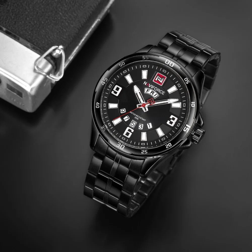 NAVIFORCE Роскошные Брендовые спортивные часы мужские из нержавеющей стали водонепроницаемые кварцевые часы золотые военные часы Дата relogio masculino