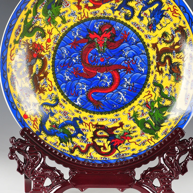 Fengshui художественная керамическая декоративная тарелка Древние китайские Девять