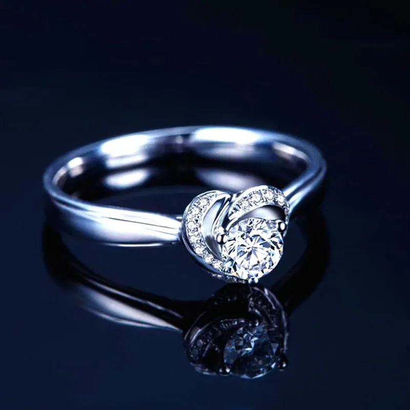 Ювелирные изделия из стерлингового серебра 925 пробы в форме сердца обручальные