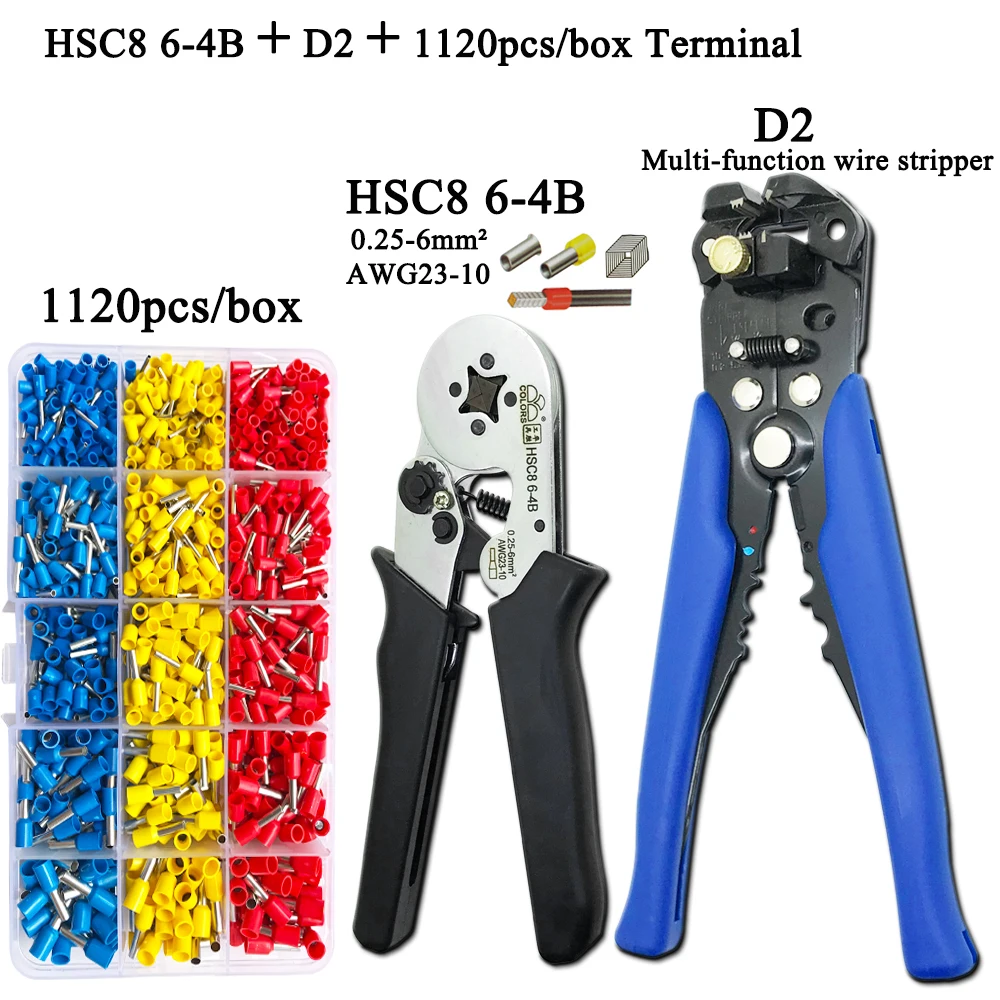 HSC8 6-4 0,25-6mm2 23-10AWG HSC8 6-4B/6-4A 0,25-6mm2 электрика плоскогубцы распределительная коробка мини плоскогубцы; Набор инструментов трубка Тип терминал
