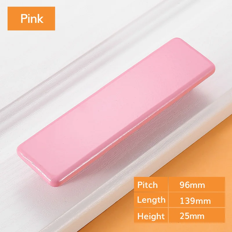 Pink 96mm Деревянные дверные ручки, Детские кухонные ручки и ручки для шкафа, Мебельная ручка для шкафа, цветные круглые ручки для ящиков - Цвет: Pink 96mm