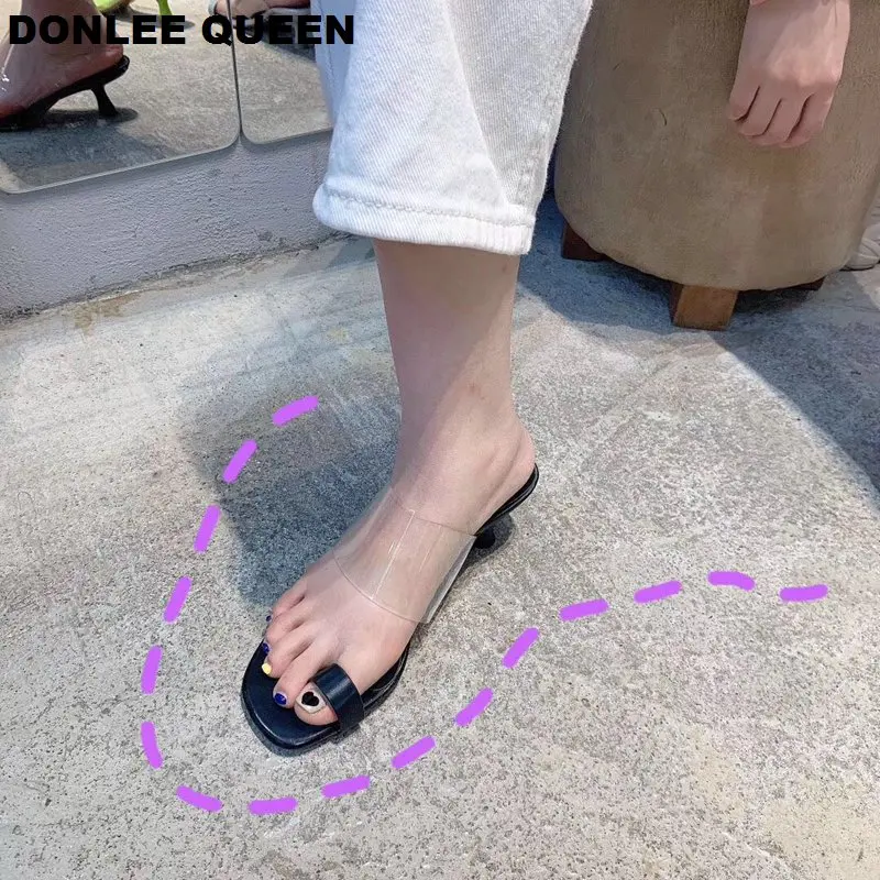 DONLEE QUEEN/женские шлепанцы на низком каблуке модная прозрачная женская обувь