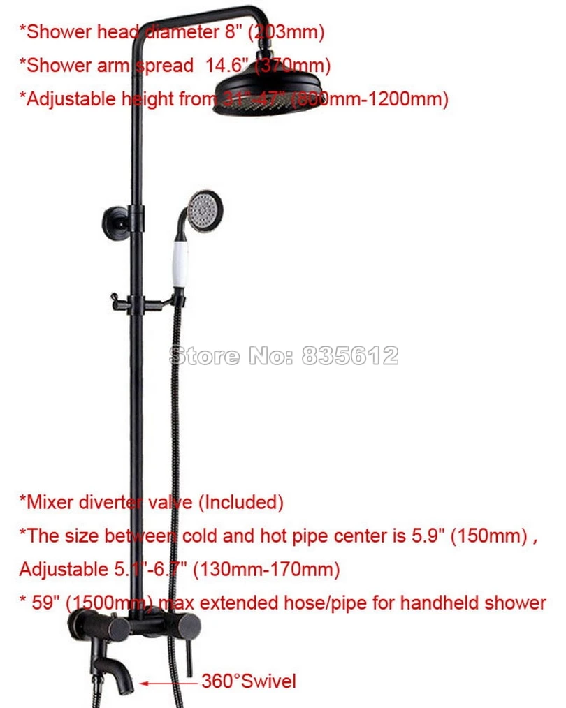 Роскошный Черный Масляный прорезиненный Бронзовый настенный смеситель для