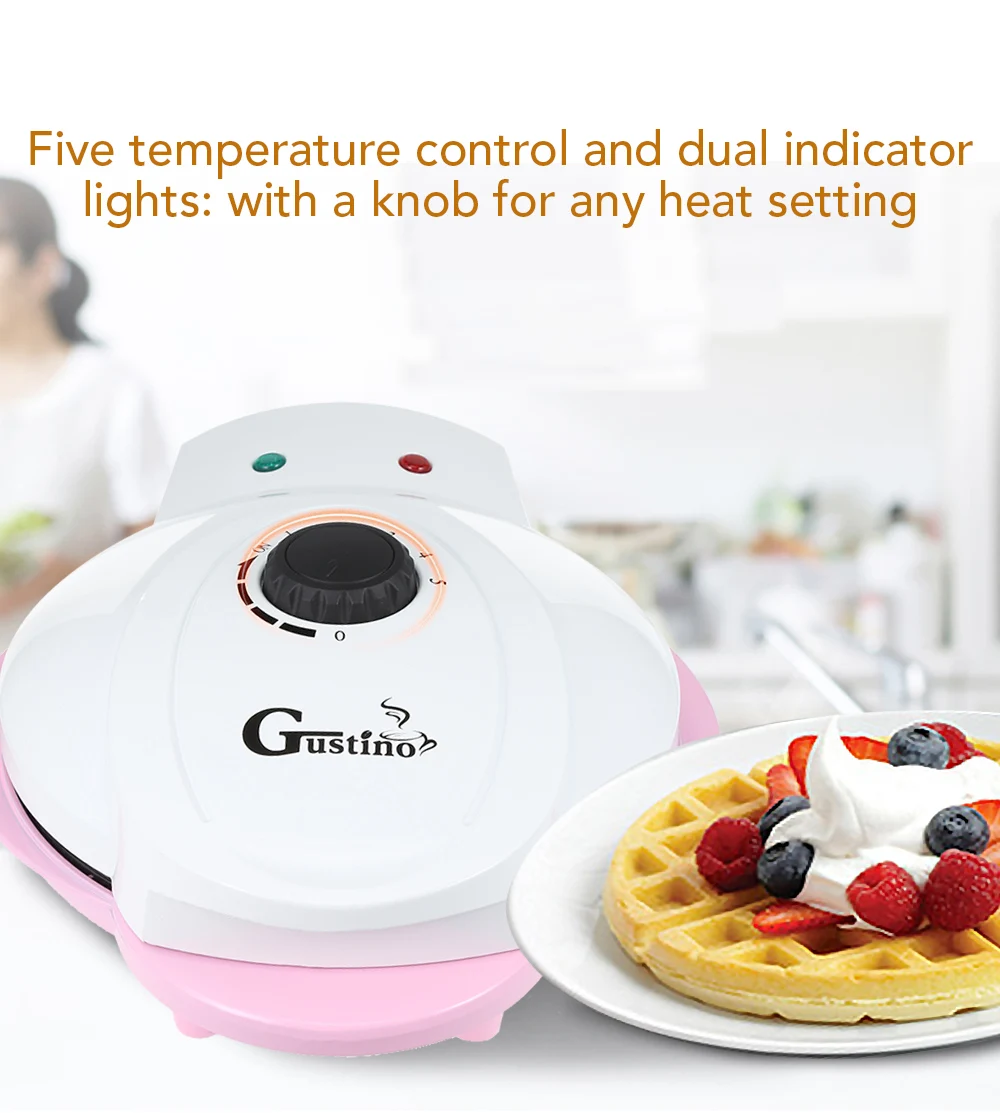 Светло розовый автоматический двухсторонний нагреватель для выпечки вафельница
