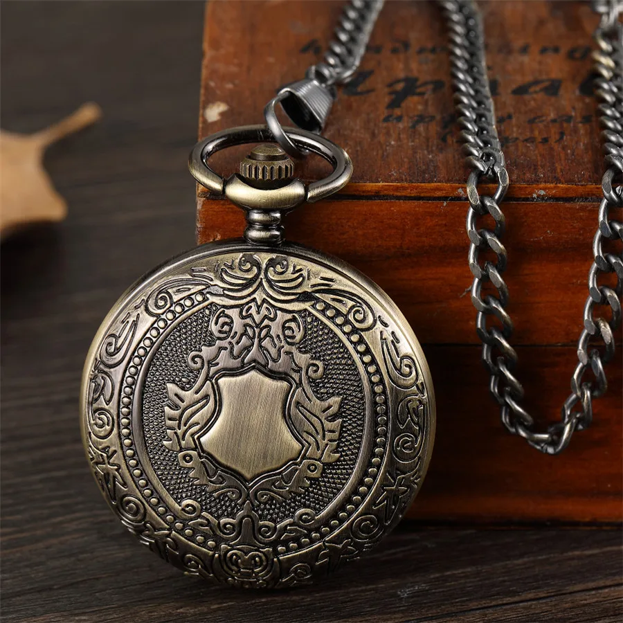 

Vintage Bronze Caved Mechanical Pocket Watch Roman Numerals Analog Antique Hand Wind Watch Pendent Steampunk Men's Gift