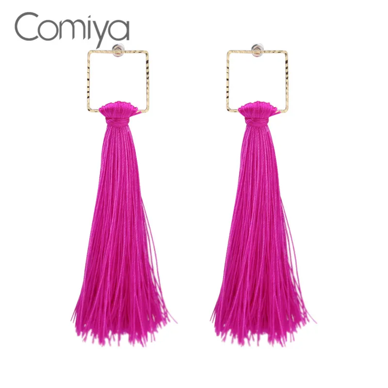 Comiya модные брендовые розовые серьги с кисточками для женщин Boucles d'Oreilles ручной