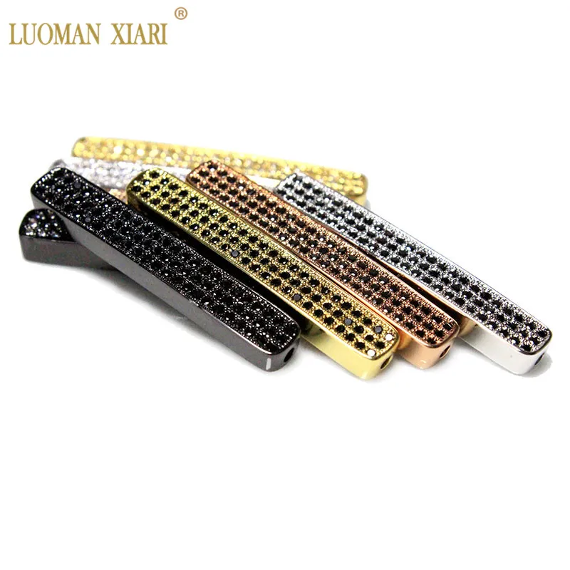 Оптовая продажа 5 шт. медные бусины прямоугольной формы AAA из циркония подходят