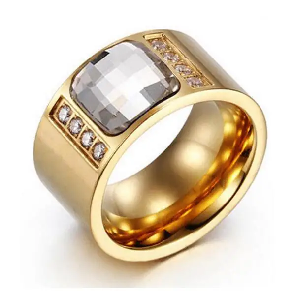 12 мм модное Золотое титановое кольцо из нержавеющей стали белого синего черного