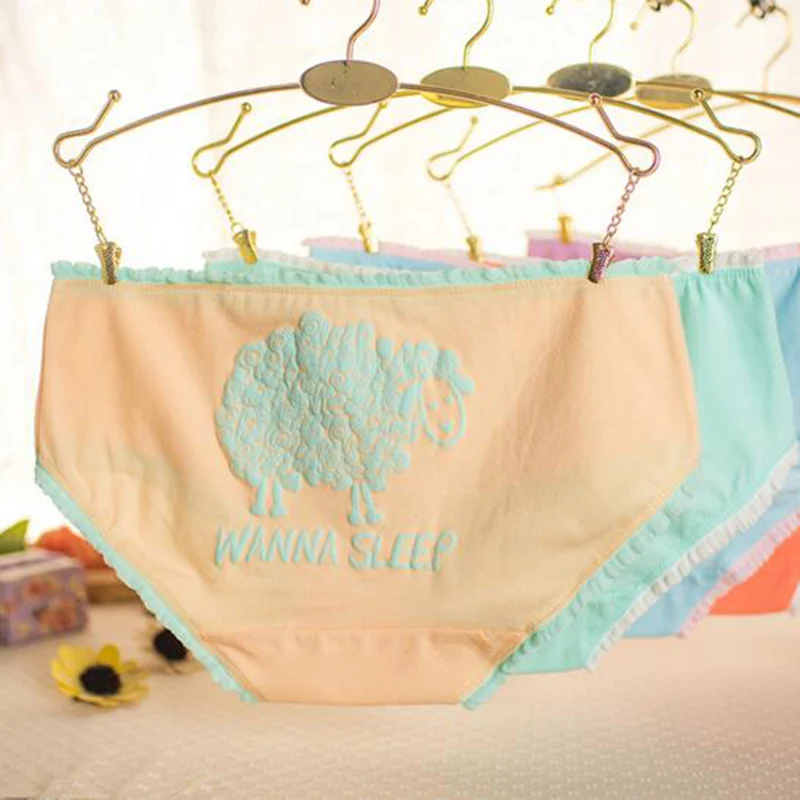 Женское нижнее белье с изображением милой овцы хлопковые дышащие мягкие трусики