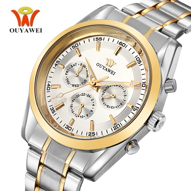 OUYAWEI деловые роскошные часы с суб-циферблатом Мужские автоматические
