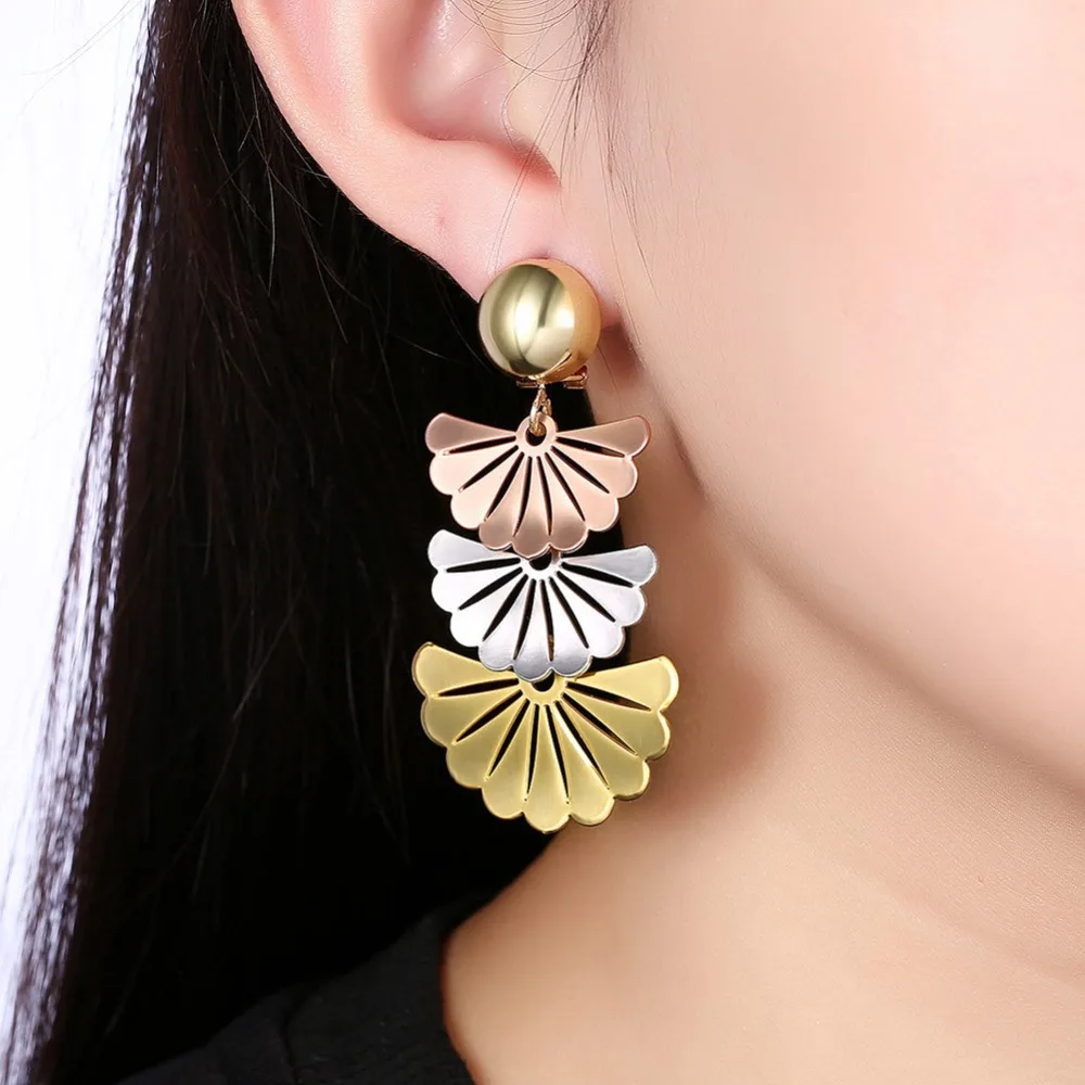 Новое поступление романтичные женские серьги в форме веера серьги-капли большие