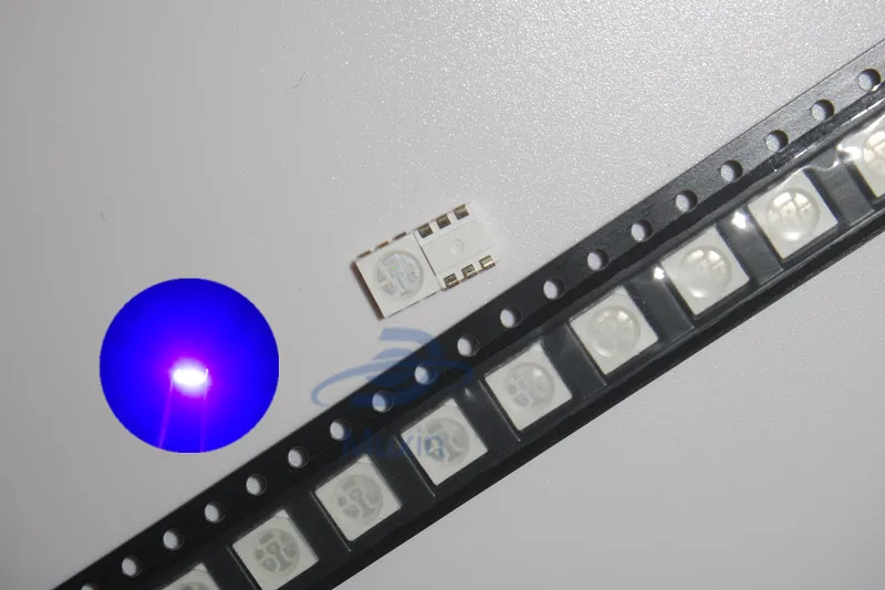 100 шт. УФ светодиодный SMD 5050 Чип фиолетовый поверхностный монтаж бисер 60 мА