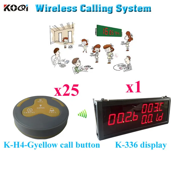 

Wireless Restaurant Waiter Calling System Table Call Button And Receiver Improved Restaurant Level(1 display 25 call button)