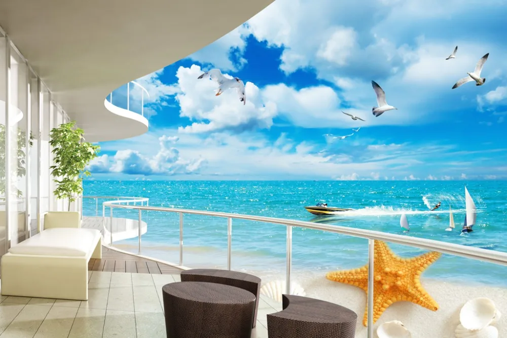 European Curtains Photo Painted 3D Curtain Living room balcony curtains Blackout curtain | Дом и сад