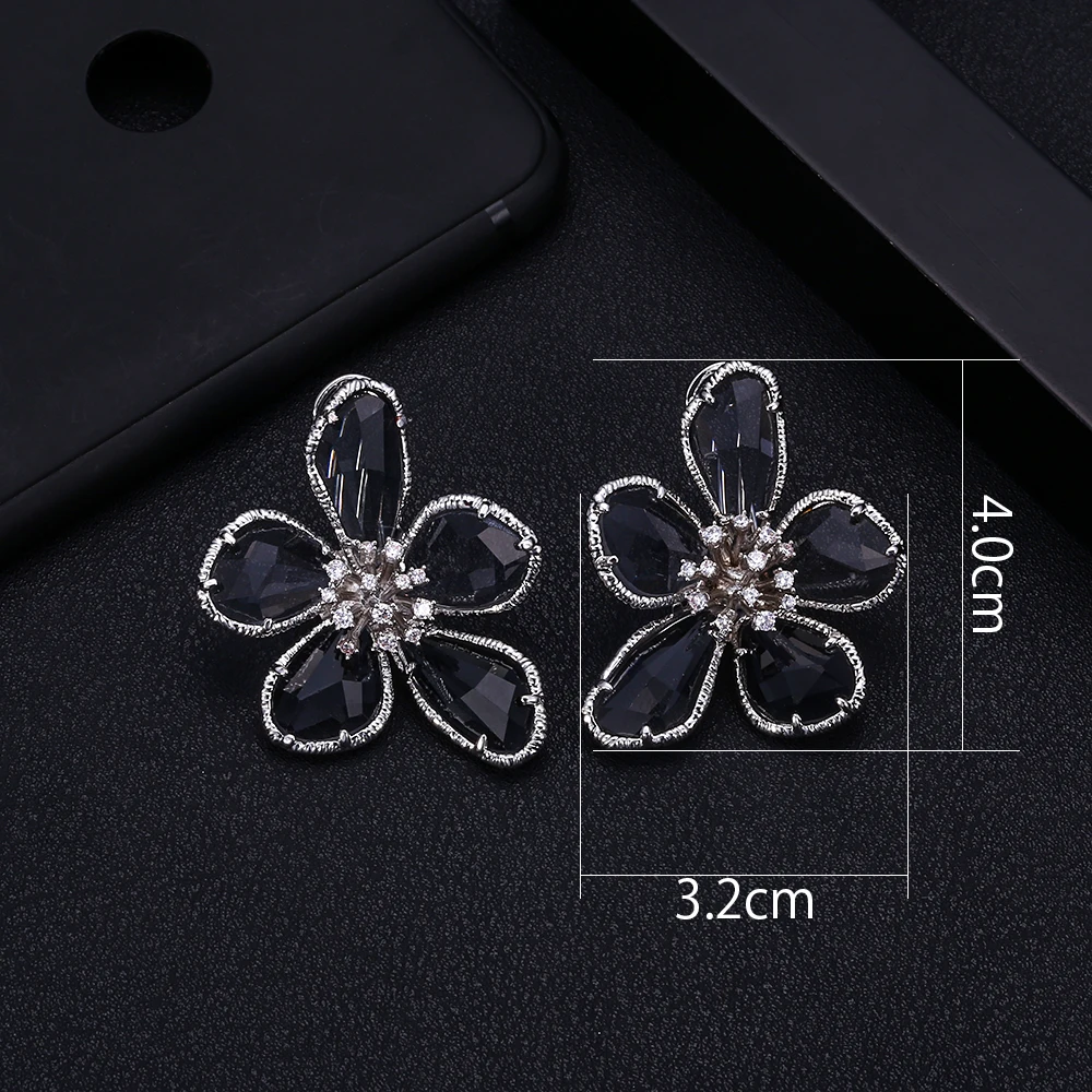 Janekellyfashion серьги в форме цветка для женщин аксессуары с полным кубическим