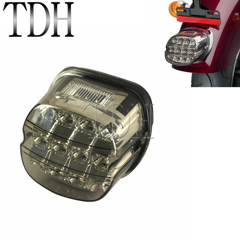 

Motorcycle Layback LED Rear Tail Light Brake Stop License Plate Light For Harley Sportster Dyna Touring XL FLST FXST FLHT 99-17