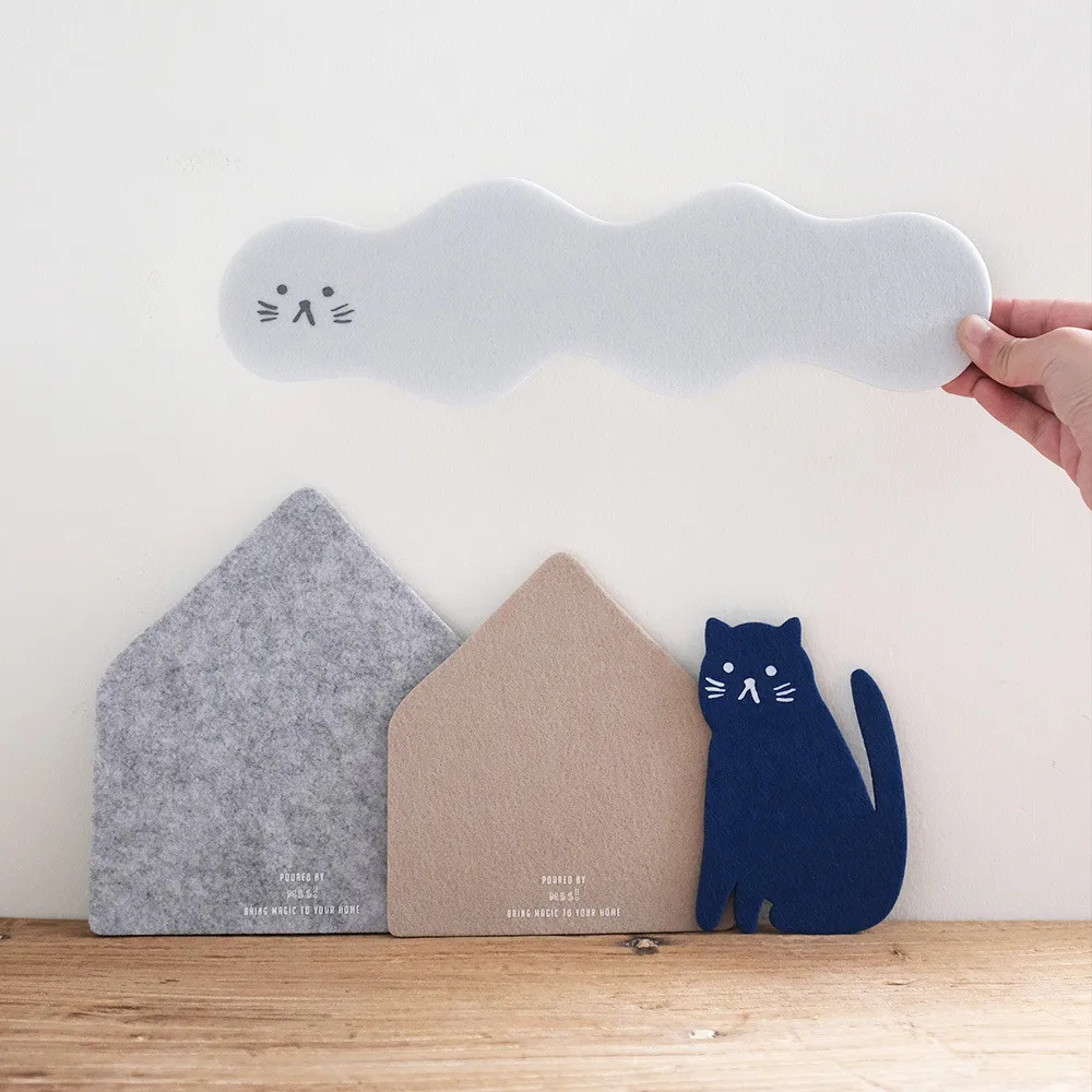 

Original Design Felt Coaster Decorative Cat House Cloud Placemat Table Insulation Anti-scalding Nordic Style 4pcs/set