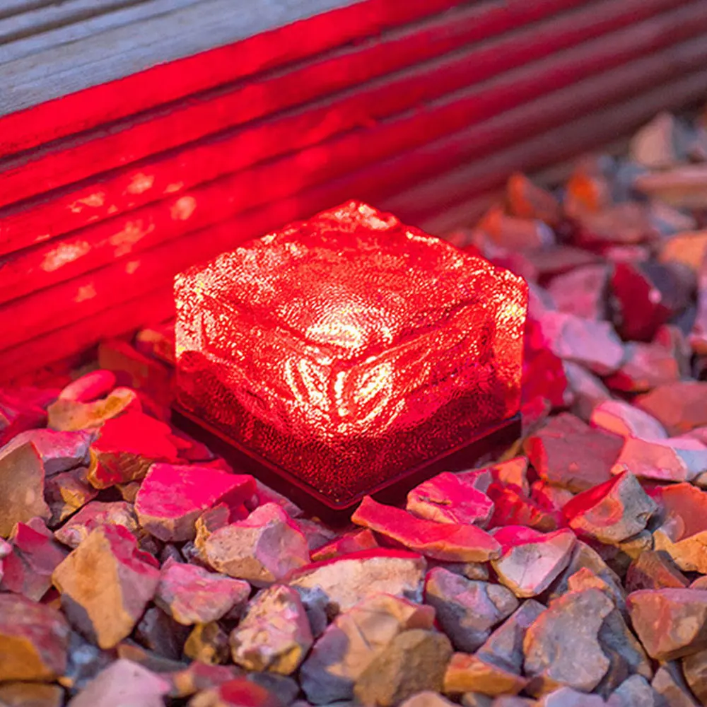 Red Солнечная энергия ледяной куб безопасность похороненный свет домашняя наземная лампа экологически чистый путь дисковые огни уличные - Испускаемый цвет: Red